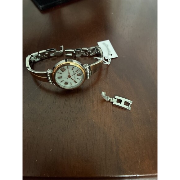 Anne Klein Bracelet Watch Two-Tone Silver Gold Roman Numeral Crystal Classic NWT main image 5